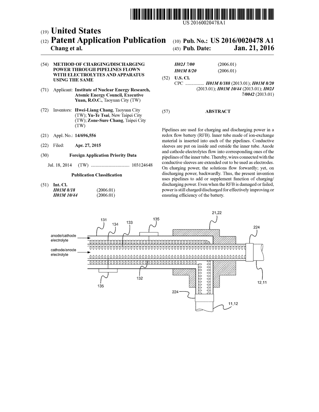 Method of Charging/Discharging Power through Pipelines Flown with     Electrolytes and Apparatus Using the Same - diagram, schematic, and image 01