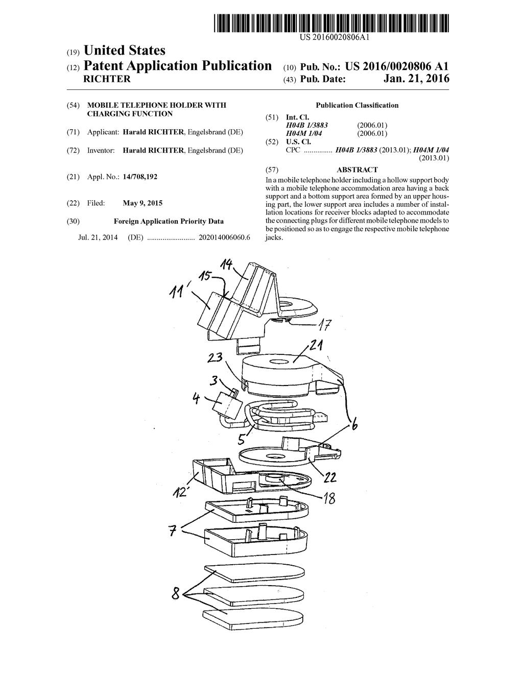 MOBILE TELEPHONE HOLDER WITH CHARGING FUNCTION - diagram, schematic, and image 01