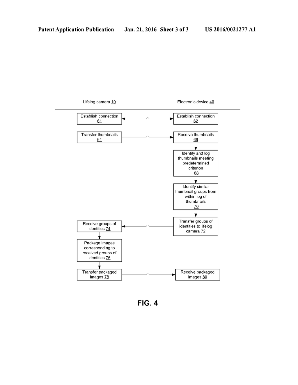 METHOD AND SYSTEM FOR EFFICIENT TRANSFER OF DIGITAL IMAGES CAPTURED BY A     LIFELOG CAMERA - diagram, schematic, and image 04