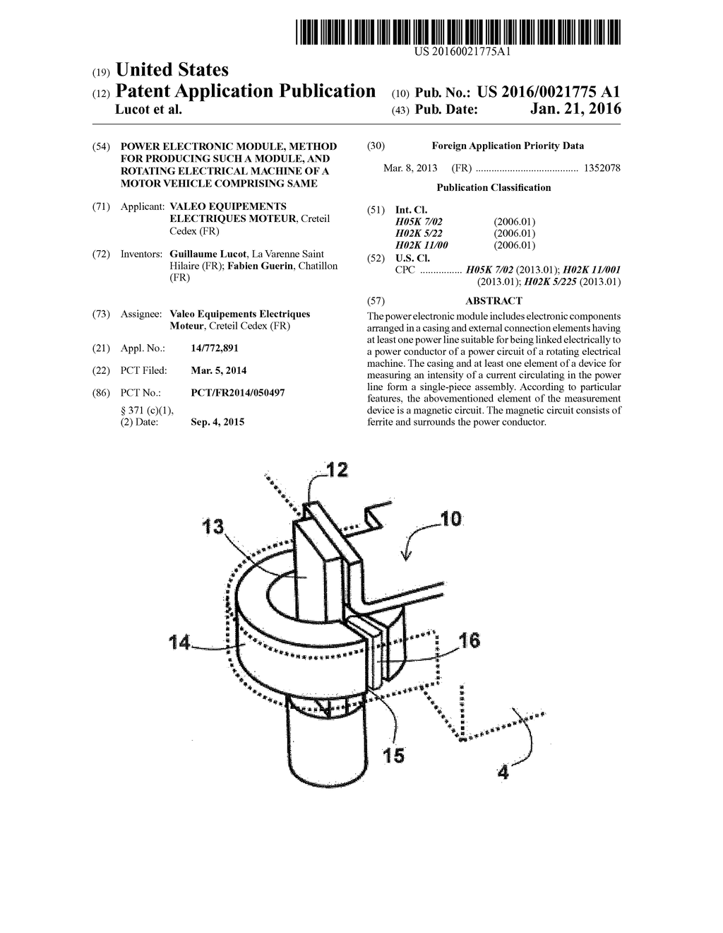 POWER ELECTRONIC MODULE, METHOD FOR PRODUCING SUCH A MODULE, AND ROTATING     ELECTRICAL MACHINE OF A MOTOR VEHICLE COMPRISING SAME - diagram, schematic, and image 01