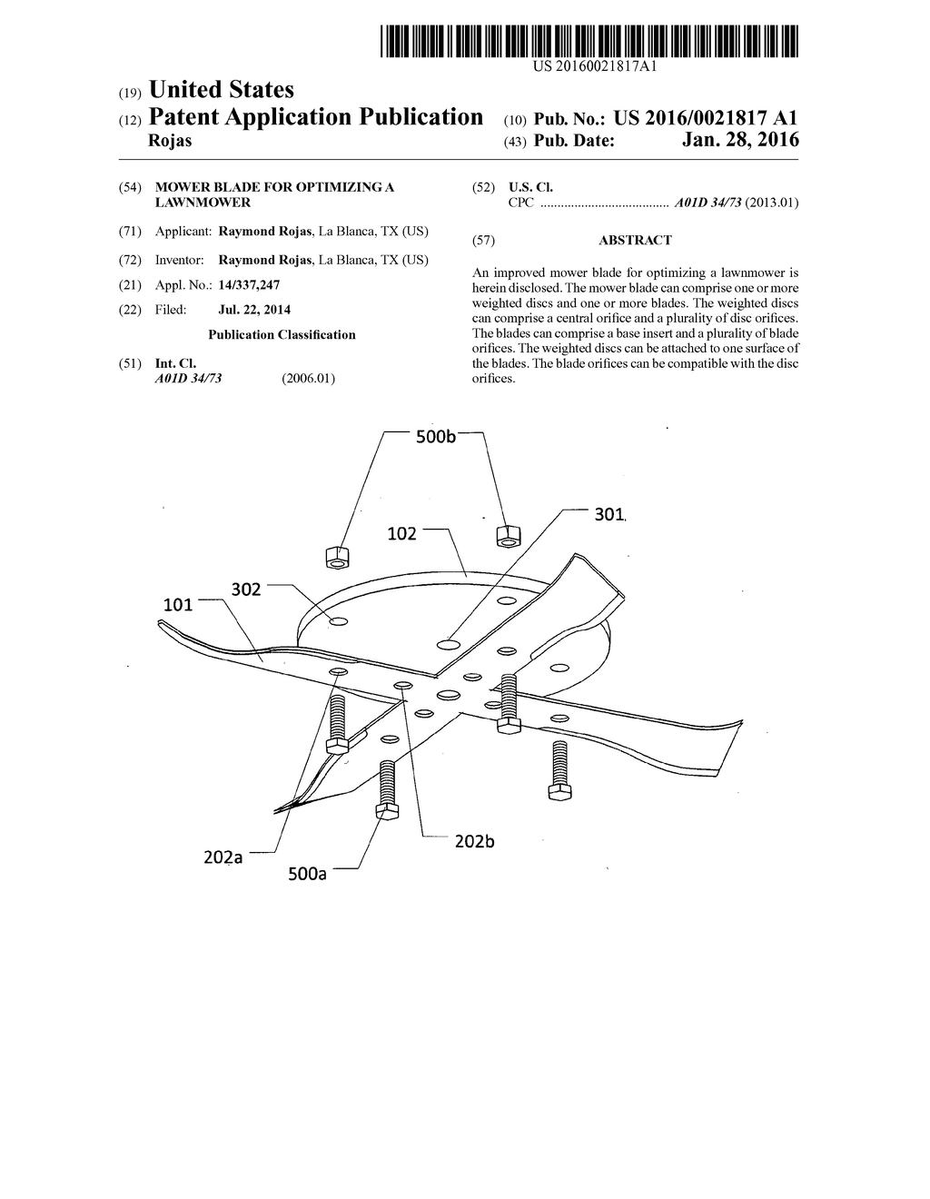 Mower Blade for Optimizing a Lawnmower - diagram, schematic, and image 01