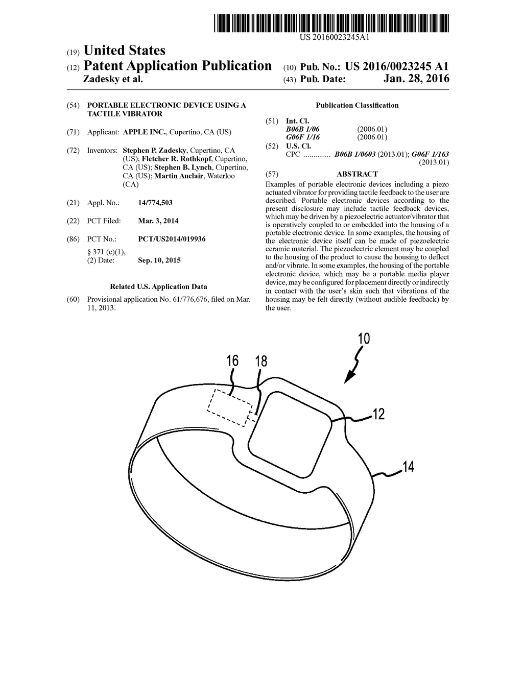 PORTABLE ELECTRONIC DEVICE USING A TACTILE VIBRATOR - diagram, schematic, and image 01