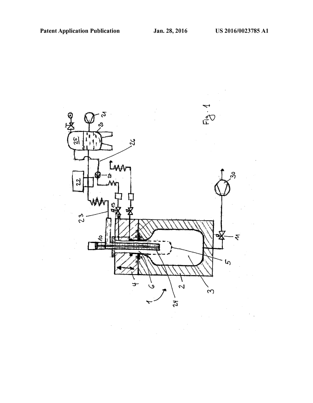 METHOD AND DEVICE FOR PRODUCING AND FILLING CONTAINERS - diagram, schematic, and image 02