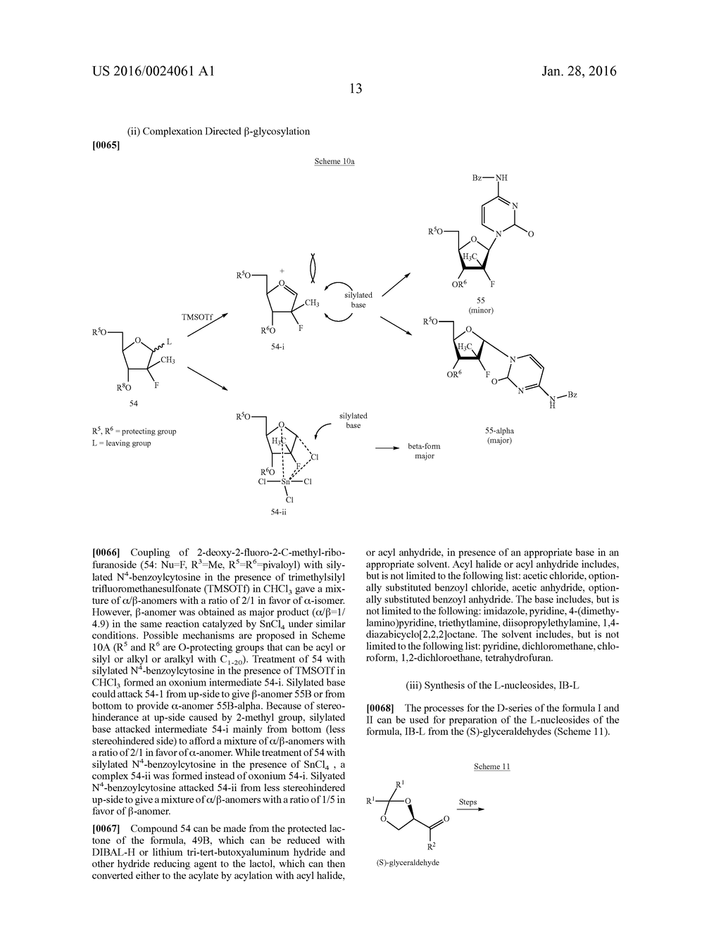 PREPARATION OF 2'-FLUORO-2'-ALKYL-SUBSTITUTED OR OTHER OPTIONALLY     SUBSTITUTED RIBOFURANOSYL PYRIMIDINES AND PURINES AND THEIR DERIVATIVES - diagram, schematic, and image 14