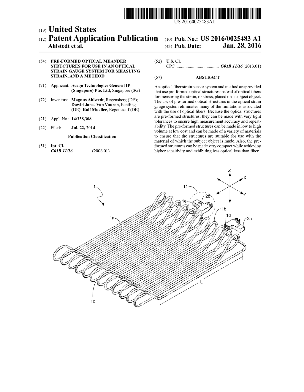 PRE-FORMED OPTICAL MEANDER STRUCTURES FOR USE IN AN OPTICAL STRAIN GAUGE     SYSTEM FOR MEASUING STRAIN, AND A METHOD - diagram, schematic, and image 01