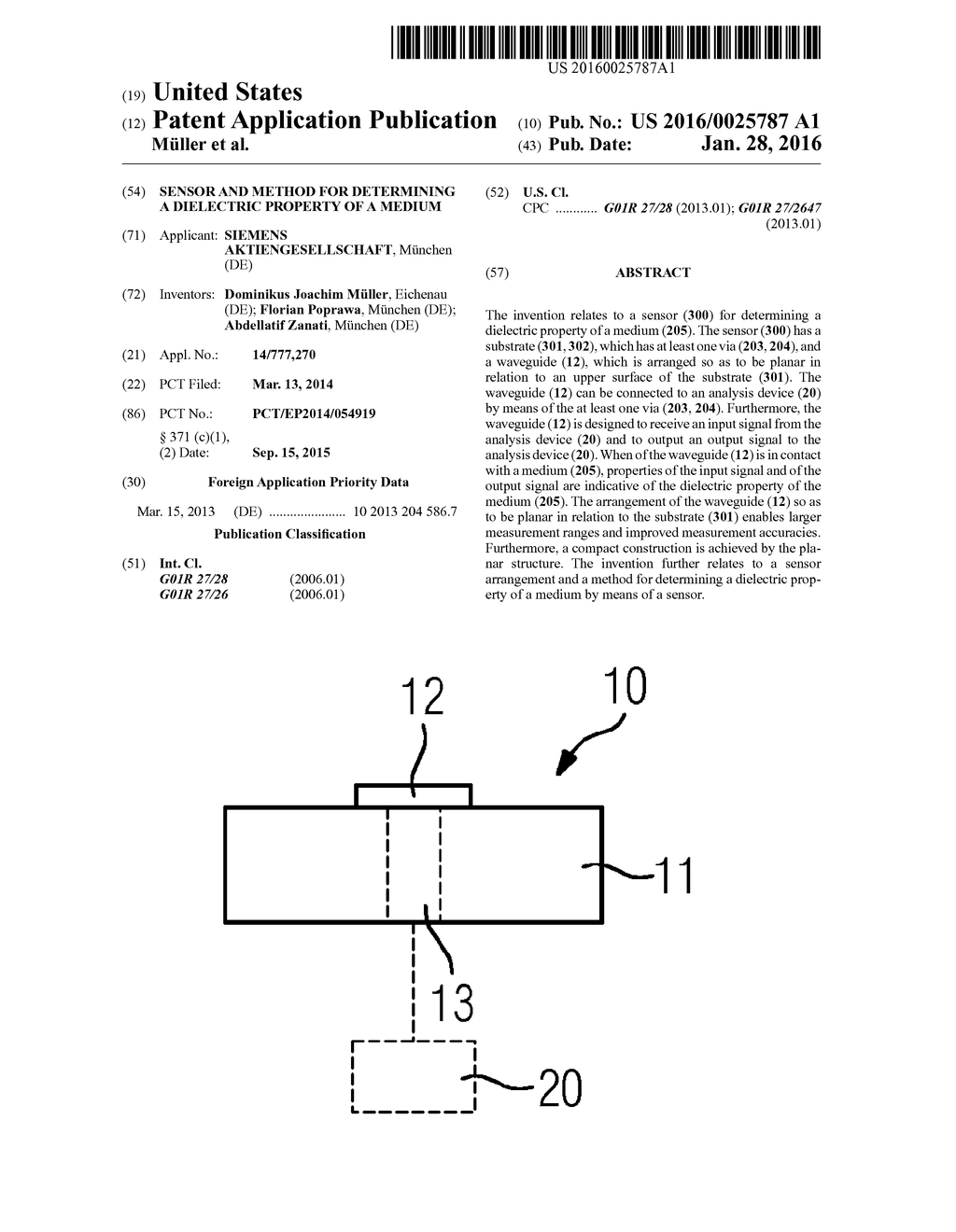 SENSOR AND METHOD FOR DETERMINING A DIELECTRIC PROPERTY OF A MEDIUM - diagram, schematic, and image 01