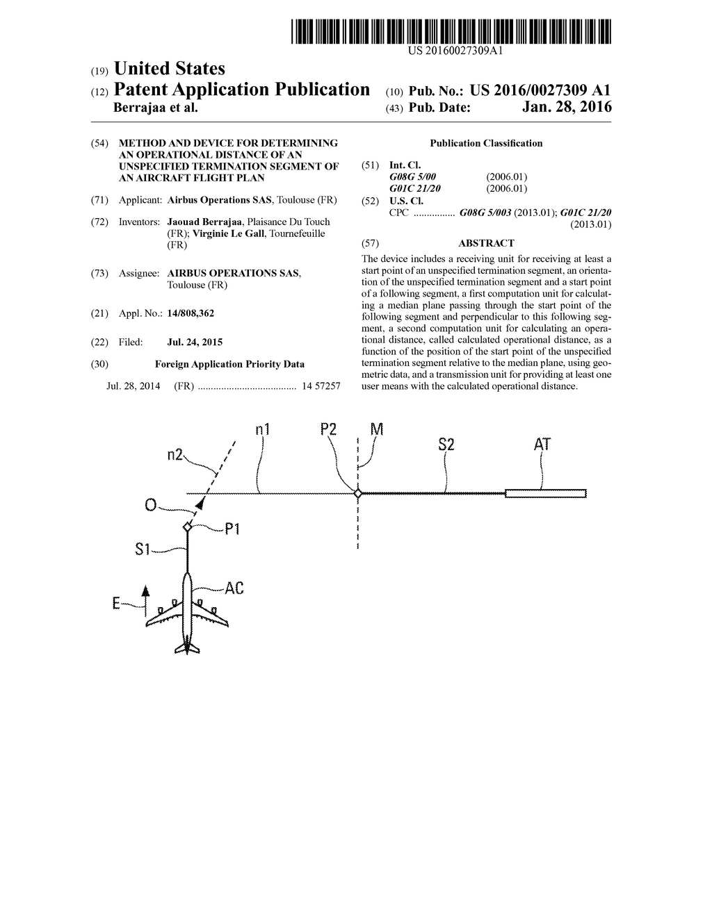 Method And Device For Determining An Operational Distance Of An     Unspecified Termination Segment Of An Aircraft Flight Plan - diagram, schematic, and image 01