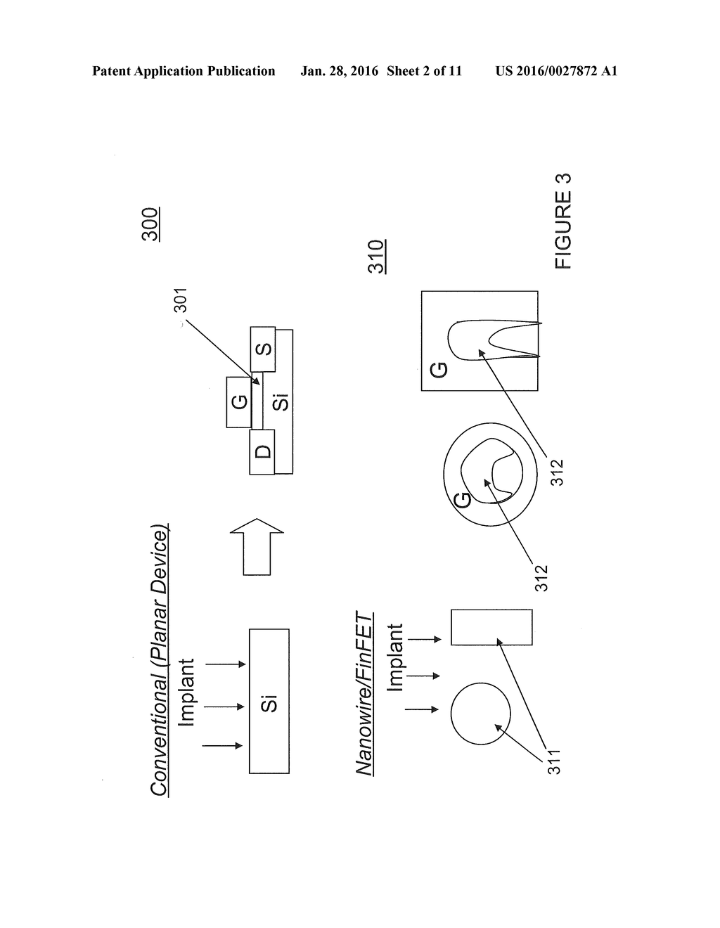 FIELD EFFECT TRANSISTOR WITH CHANNEL CORE MODIFIED FOR A BACKGATE BIAS AND     METHOD OF FABRICATION - diagram, schematic, and image 03