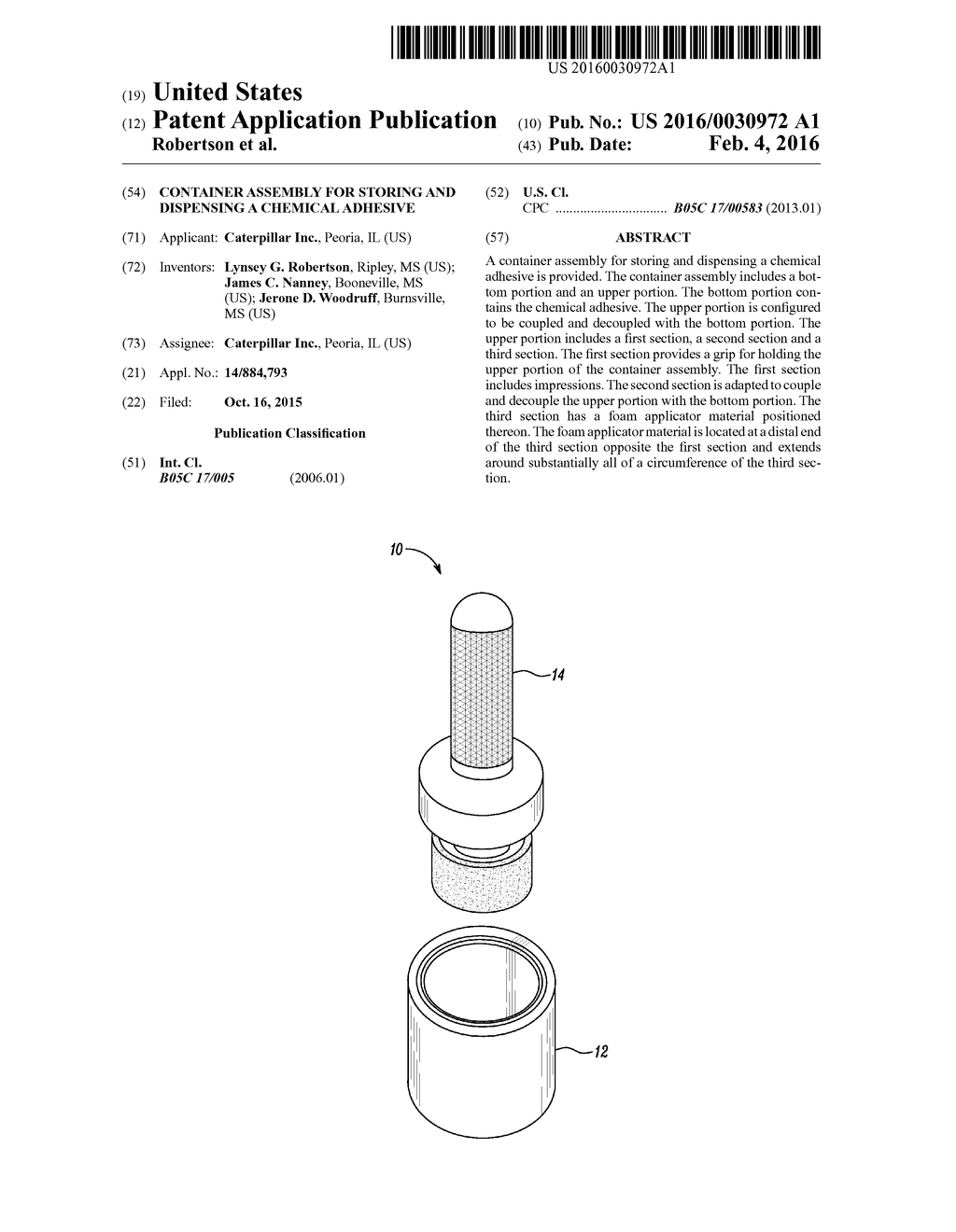 CONTAINER ASSEMBLY FOR STORING AND DISPENSING A CHEMICAL ADHESIVE - diagram, schematic, and image 01