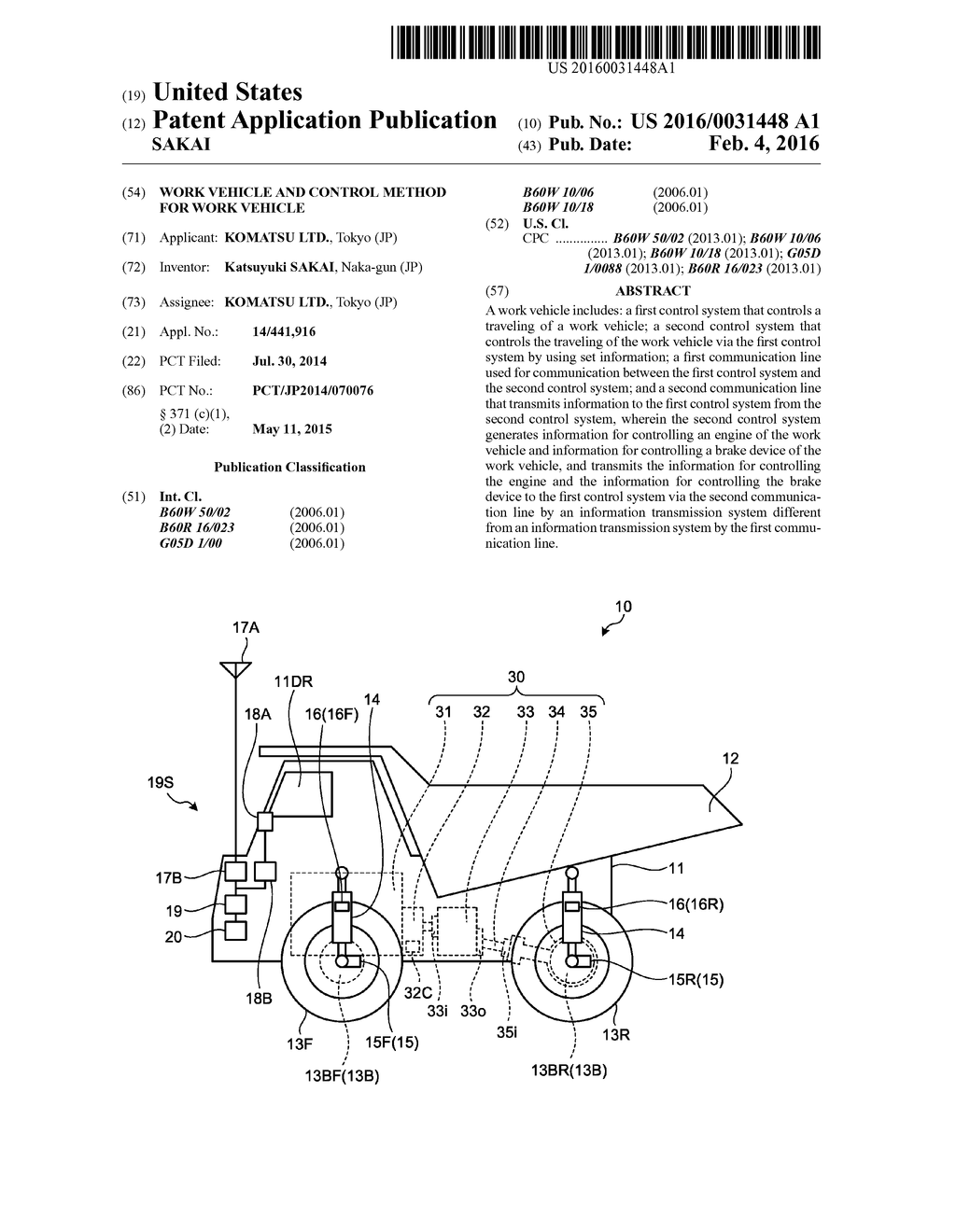 WORK VEHICLE AND CONTROL METHOD FOR WORK VEHICLE - diagram, schematic, and image 01