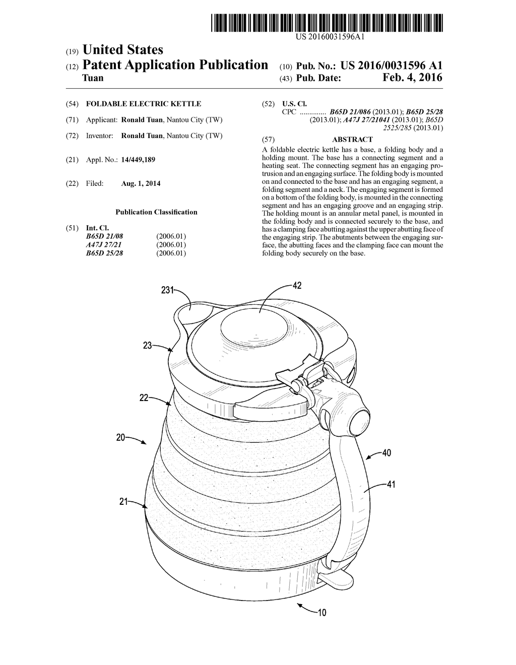 Foldable Electric Kettle - diagram, schematic, and image 01