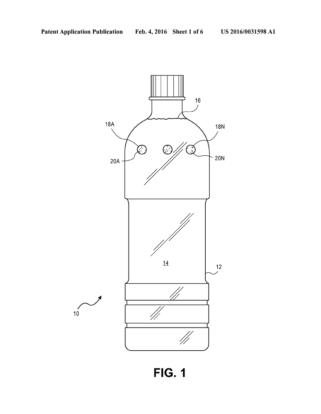 DISPOSABLE PLASTIC BOTTLE HAVING ONE OR MORE RECEPTACLES FOR STORING AND     DISCHARGING ADDITIVES INTO BEVERAGES AND METHOD FOR FABRICATING THE SAME - diagram, schematic, and image 02