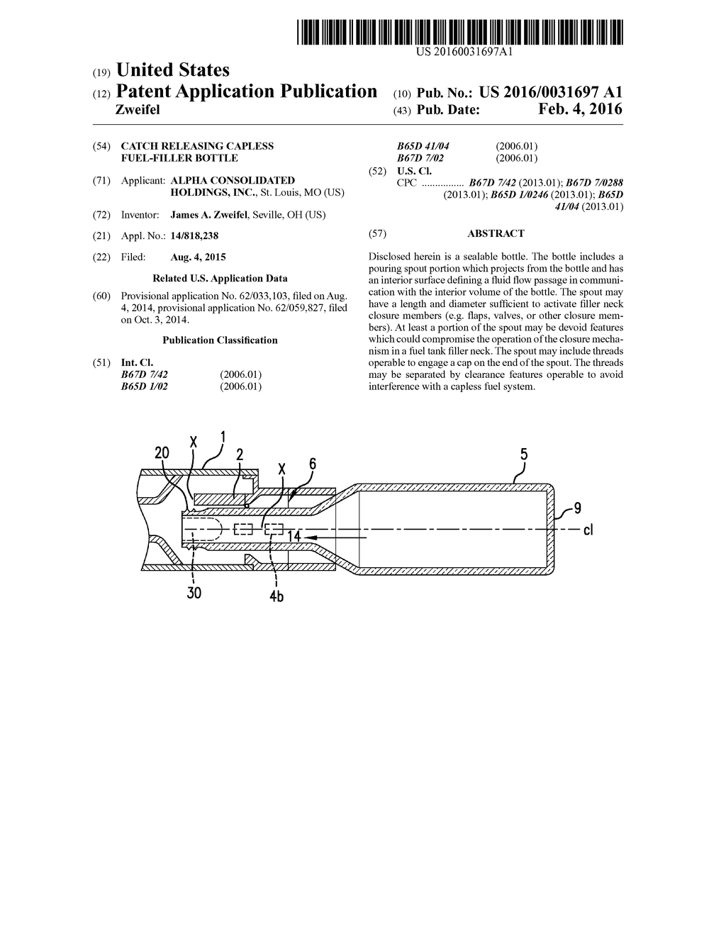 CATCH RELEASING CAPLESS FUEL-FILLER BOTTLE - diagram, schematic, and image 01