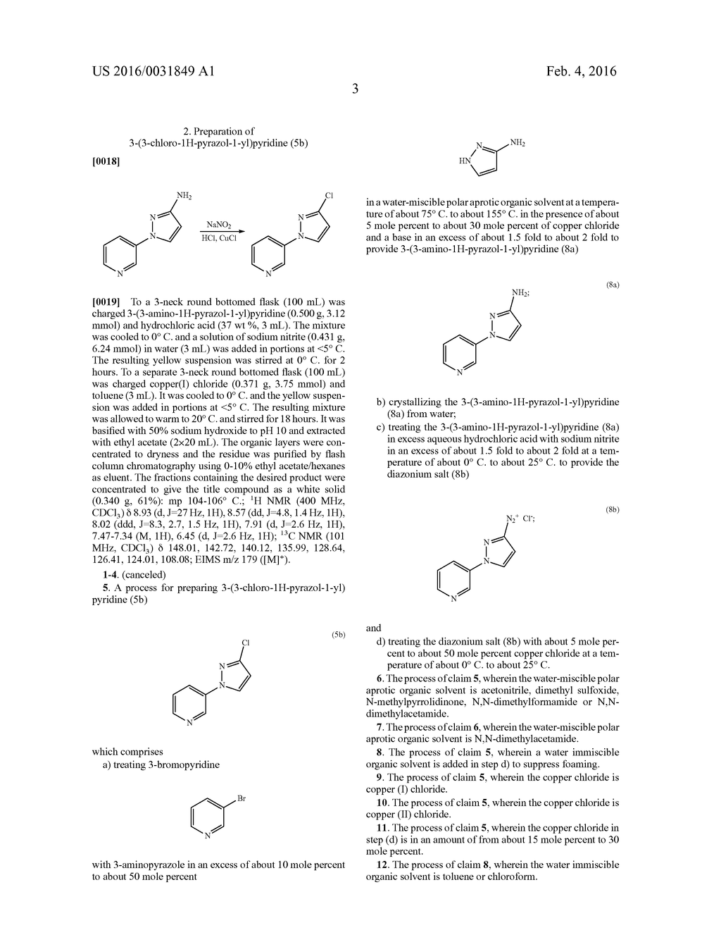PROCESS FOR THE PREPARATION OF 3-(3-CHLORO-1H-PYRAZOL-1-YL)PYRIDINE - diagram, schematic, and image 04