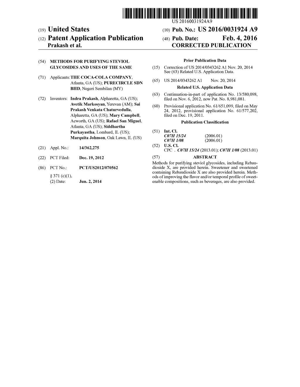 METHODS FOR PURIFYING STEVIOL GLYCOSIDES AND USES OF THE SAME - diagram, schematic, and image 01