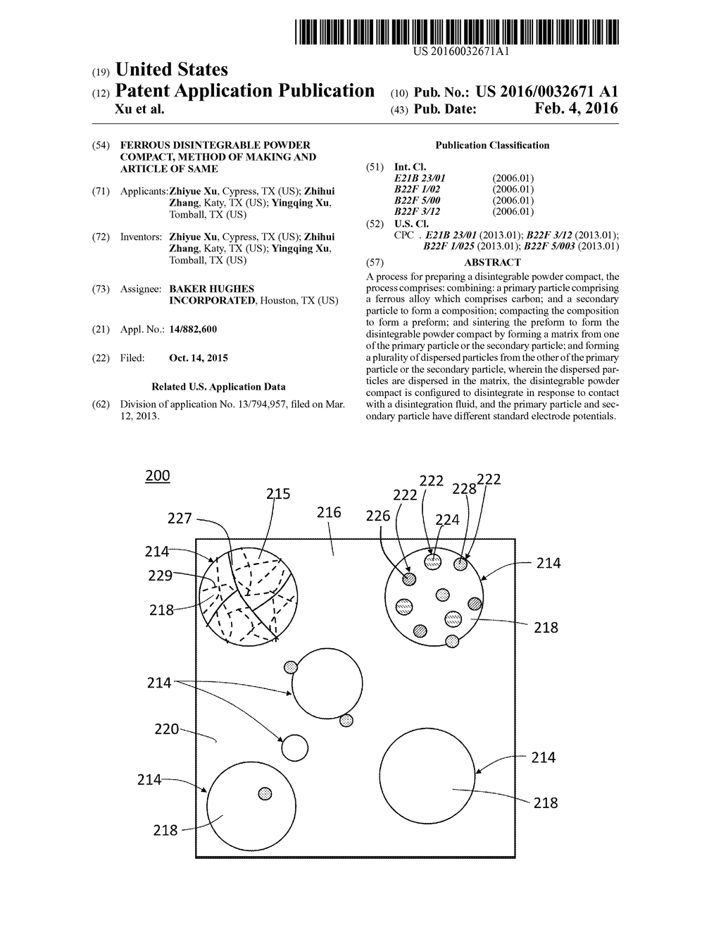 FERROUS DISINTEGRABLE POWDER COMPACT, METHOD OF MAKING AND ARTICLE OF SAME - diagram, schematic, and image 01