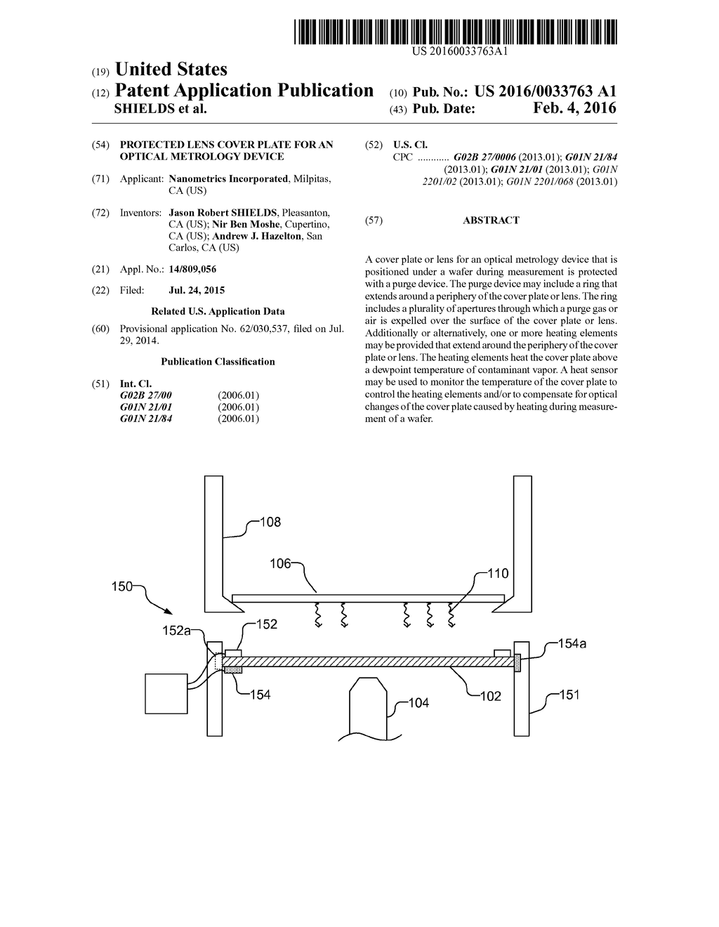 PROTECTED LENS COVER PLATE FOR AN OPTICAL METROLOGY DEVICE - diagram, schematic, and image 01