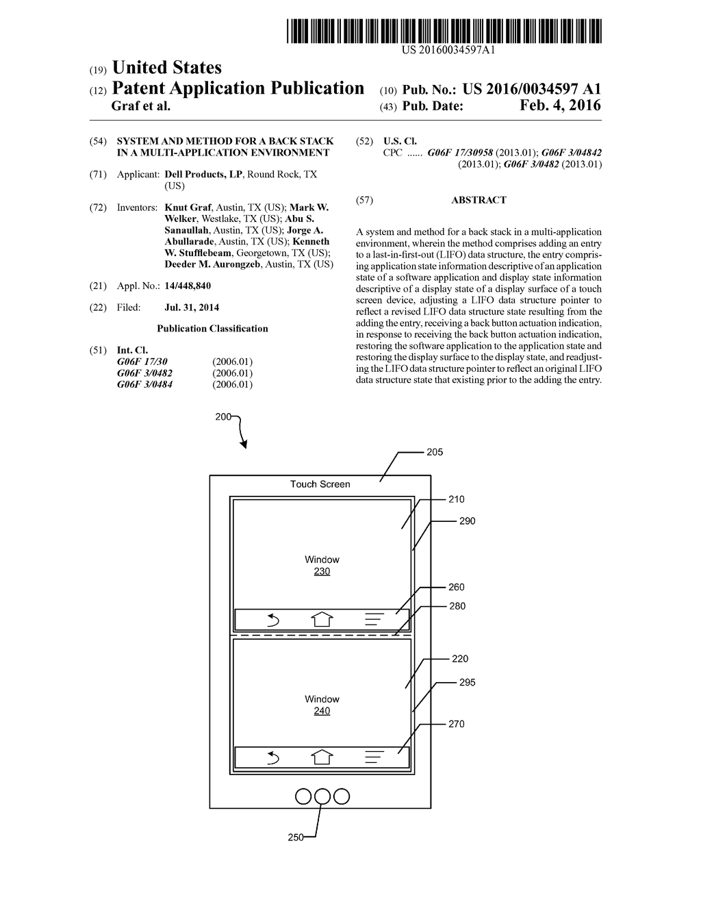 System and Method for a Back Stack in a Multi-Application Environment - diagram, schematic, and image 01