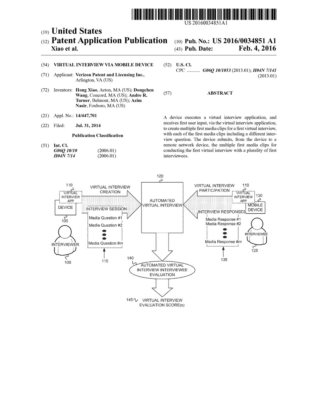 VIRTUAL INTERVIEW VIA MOBILE DEVICE - diagram, schematic, and image 01