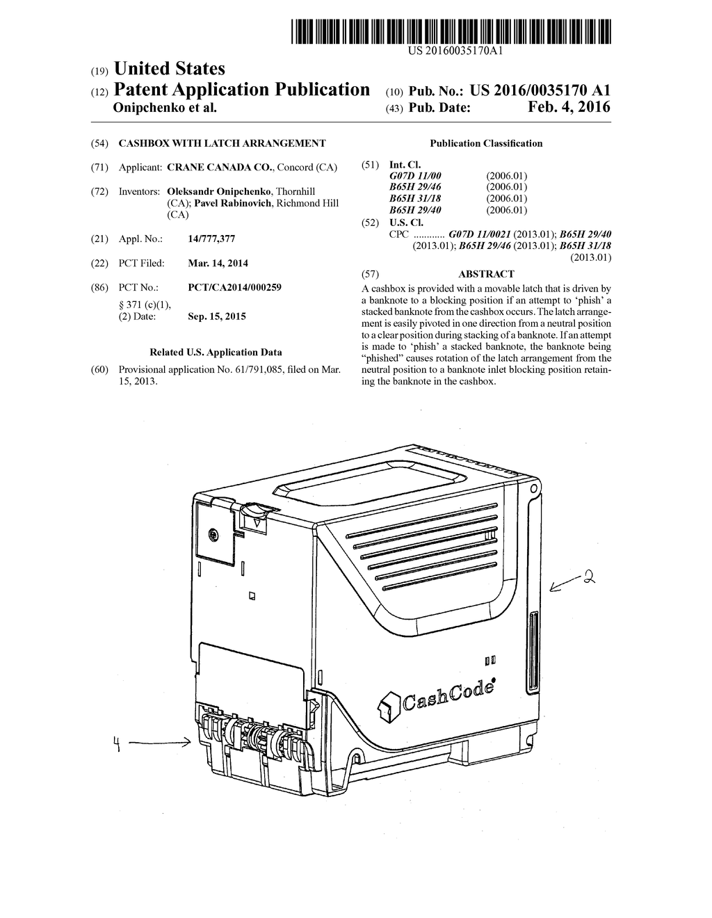 CASHBOX WITH LATCH ARRANGEMENT - diagram, schematic, and image 01