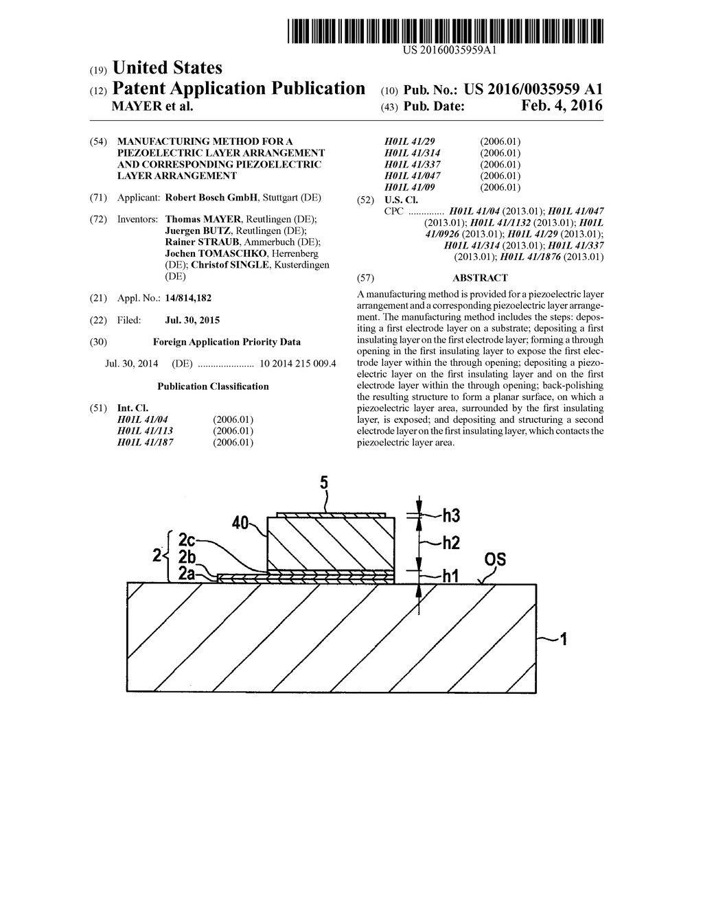 MANUFACTURING METHOD FOR A PIEZOELECTRIC LAYER ARRANGEMENT AND     CORRESPONDING PIEZOELECTRIC LAYER ARRANGEMENT - diagram, schematic, and image 01