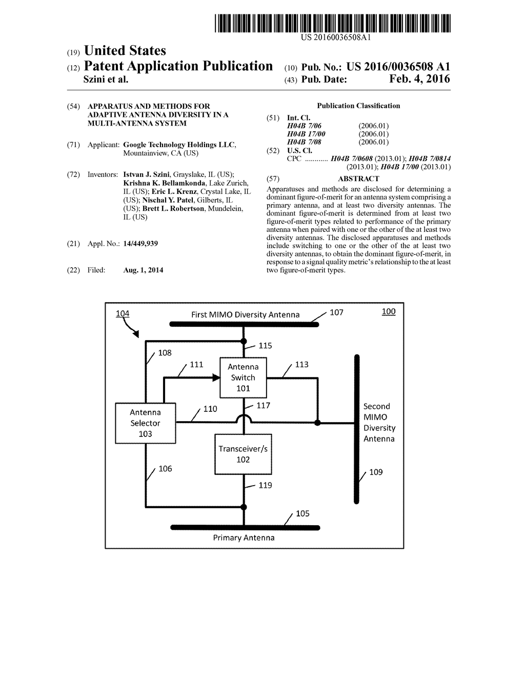 APPARATUS AND METHODS FOR ADAPTIVE ANTENNA DIVERSITY IN A MULTI-ANTENNA     SYSTEM - diagram, schematic, and image 01