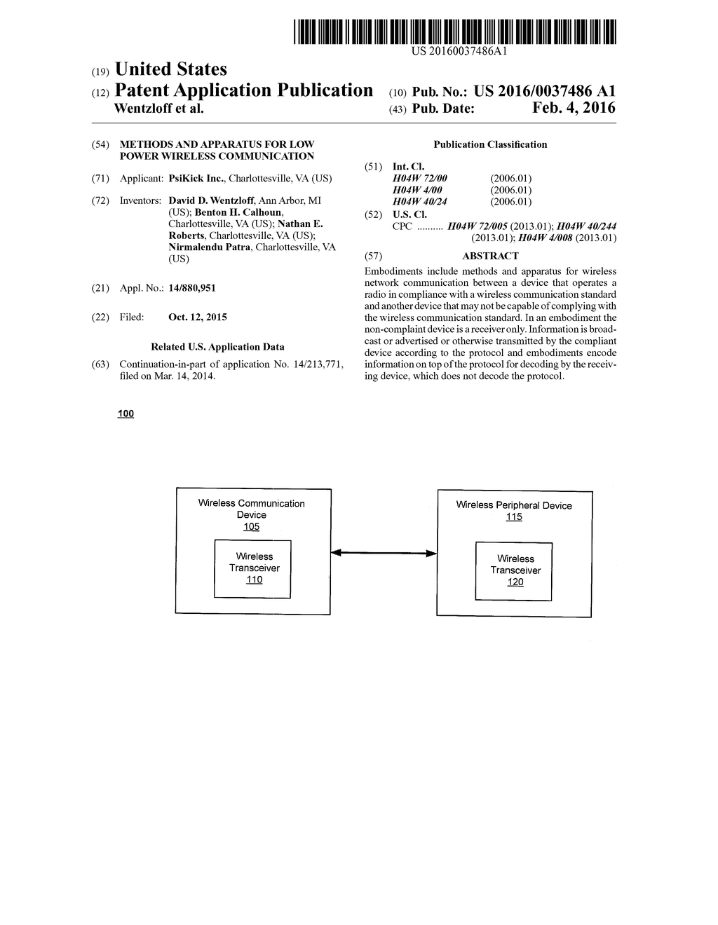 METHODS AND APPARATUS FOR LOW POWER WIRELESS COMMUNICATION - diagram, schematic, and image 01