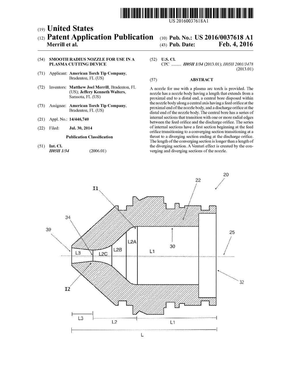 Smooth Radius Nozzle for use in a Plasma Cutting device - diagram, schematic, and image 01