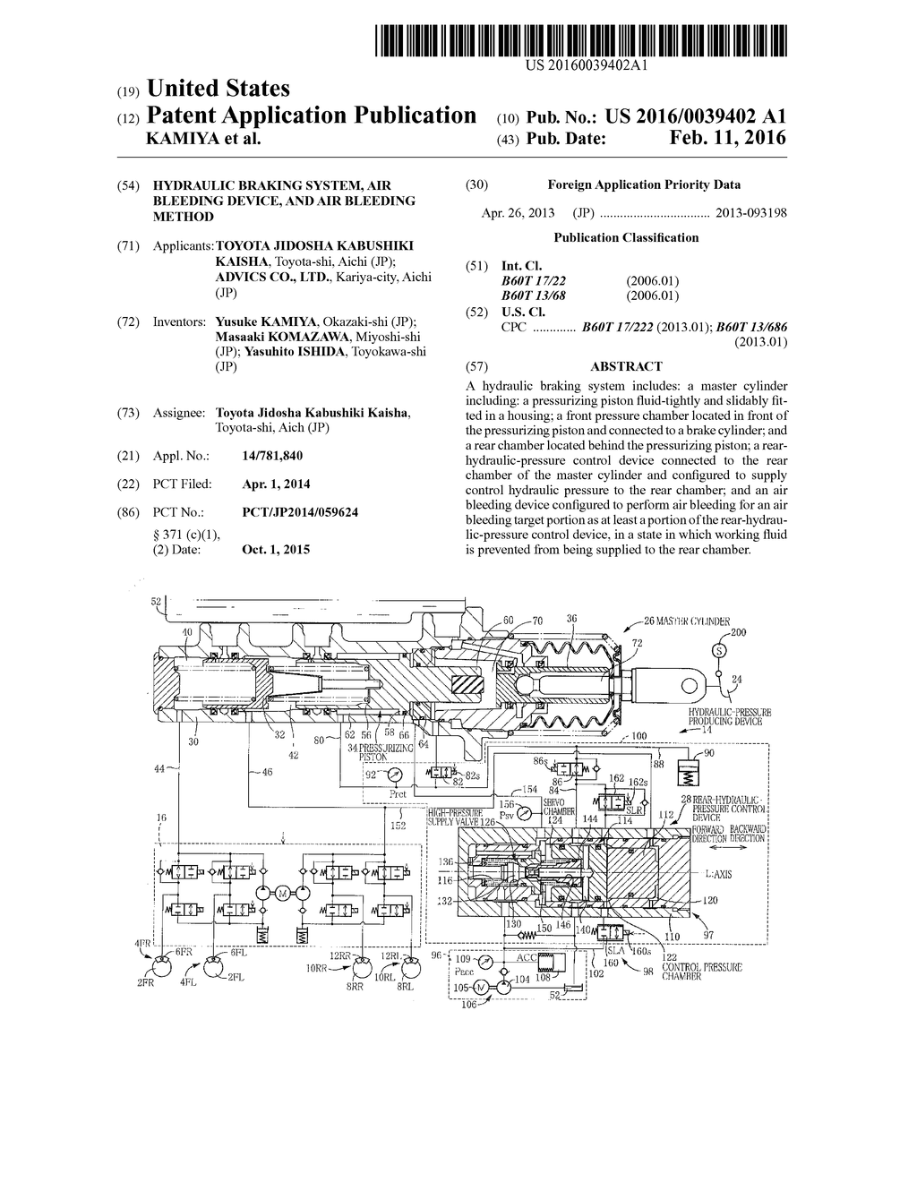 HYDRAULIC BRAKING SYSTEM, AIR BLEEDING DEVICE, AND AIR BLEEDING METHOD - diagram, schematic, and image 01