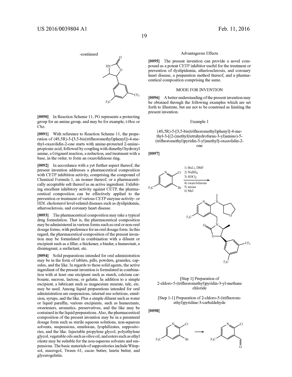 NOVEL OXAZOLIDINONE DERIVATIVE AS CETP INHIBITOR, ITS PREPARATION METHOD,     AND PHARMACEUTICAL COMPOSITION COMPRISING THE SAME - diagram, schematic, and image 20