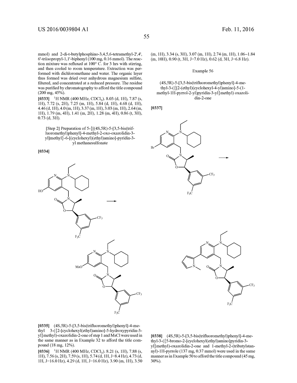 NOVEL OXAZOLIDINONE DERIVATIVE AS CETP INHIBITOR, ITS PREPARATION METHOD,     AND PHARMACEUTICAL COMPOSITION COMPRISING THE SAME - diagram, schematic, and image 56