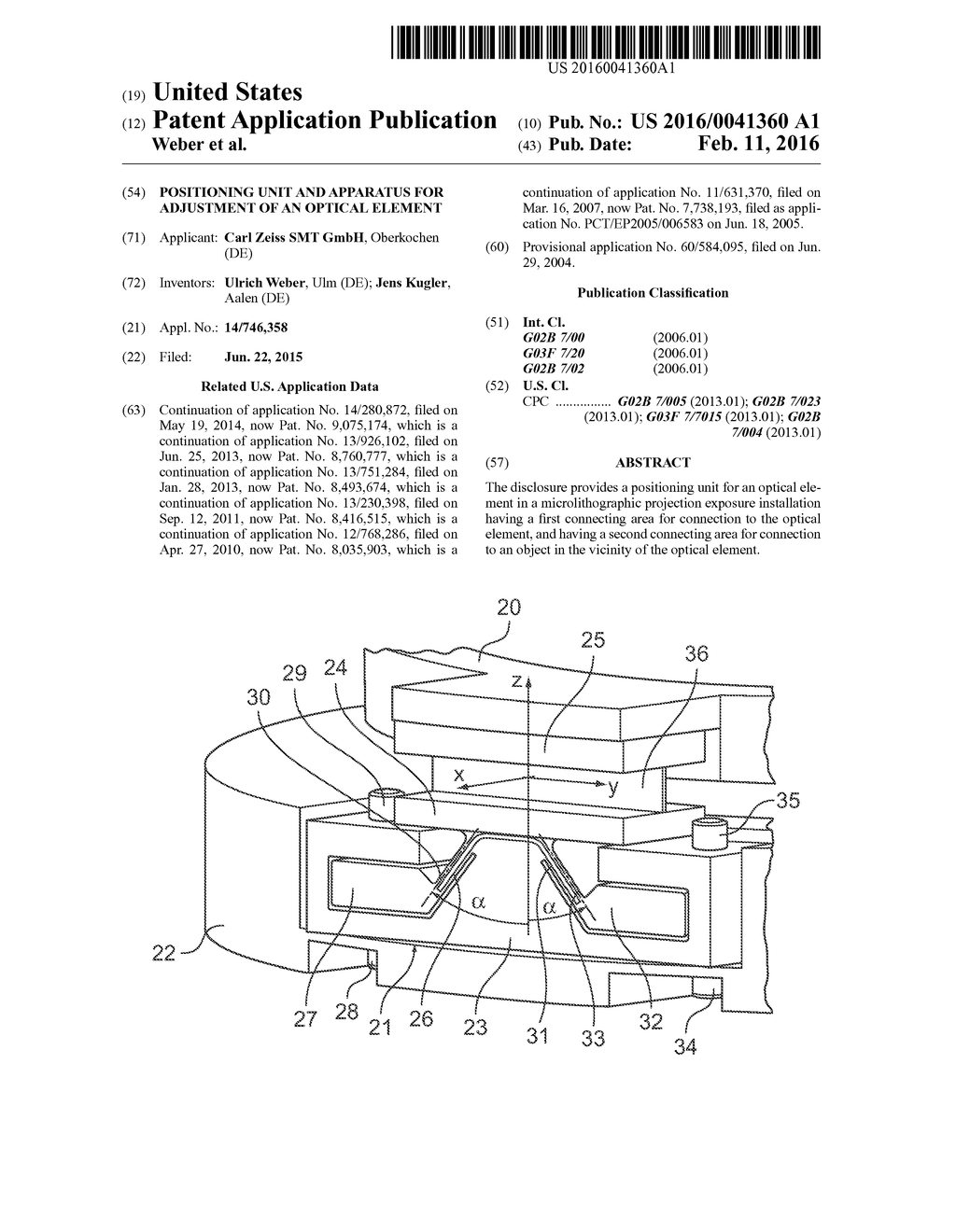 POSITIONING UNIT AND APPARATUS FOR ADJUSTMENT OF AN OPTICAL ELEMENT - diagram, schematic, and image 01