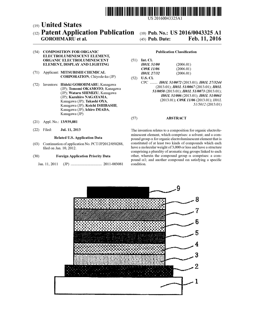 COMPOSITION FOR ORGANIC ELECTROLUMINESCENT ELEMENT, ORGANIC     ELECTROLUMINESCENT ELEMENT, DISPLAY AND LIGHTING - diagram, schematic, and image 01