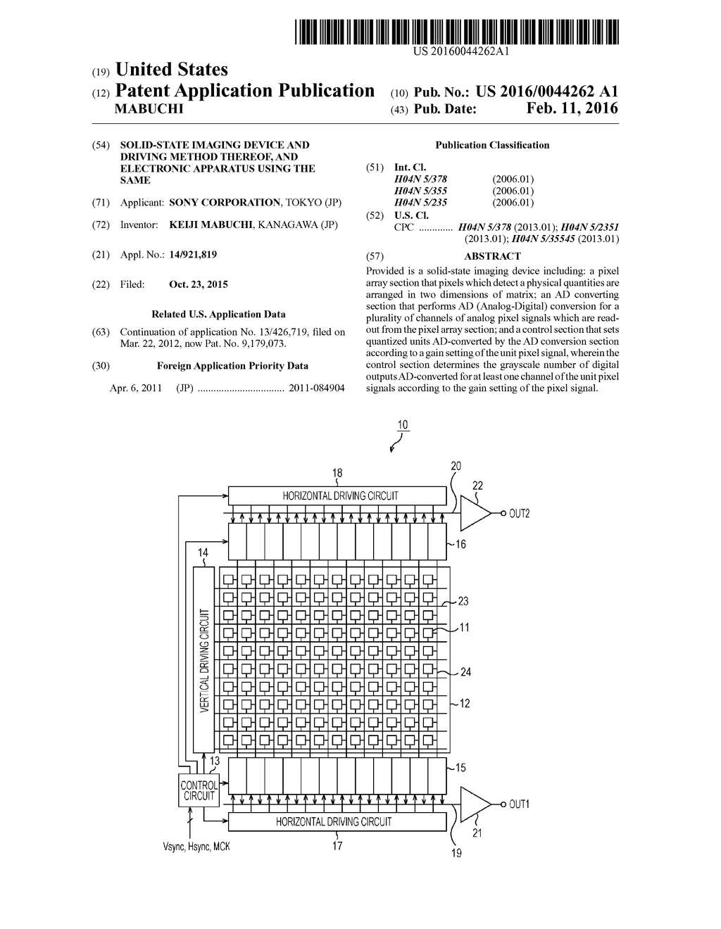 SOLID-STATE IMAGING DEVICE AND DRIVING METHOD THEREOF, AND ELECTRONIC     APPARATUS USING THE SAME - diagram, schematic, and image 01