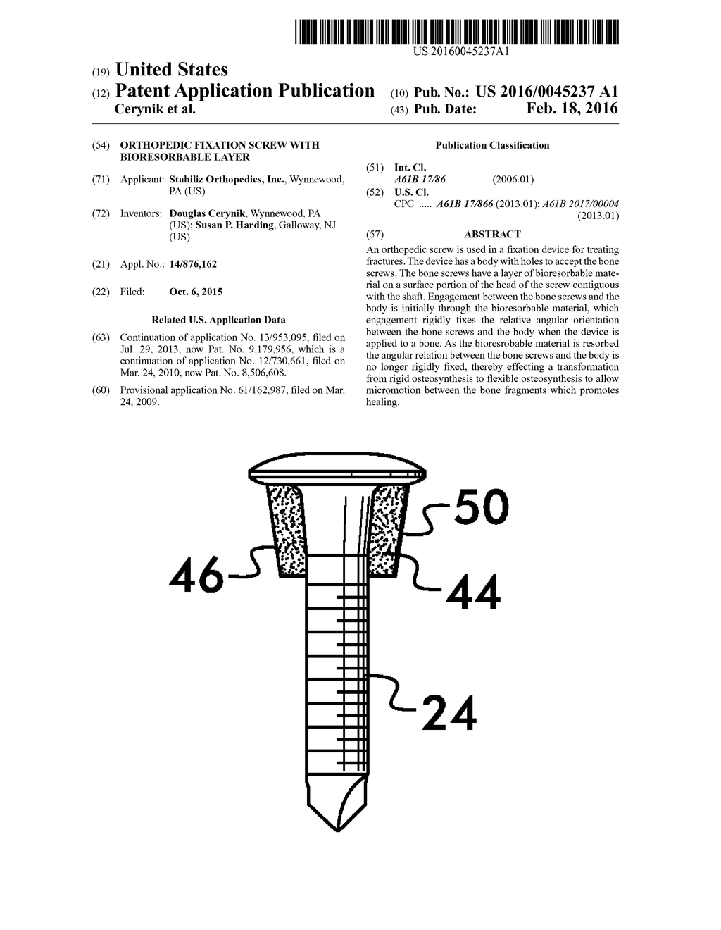 Orthopedic Fixation Screw With Bioresorbable Layer - diagram, schematic, and image 01