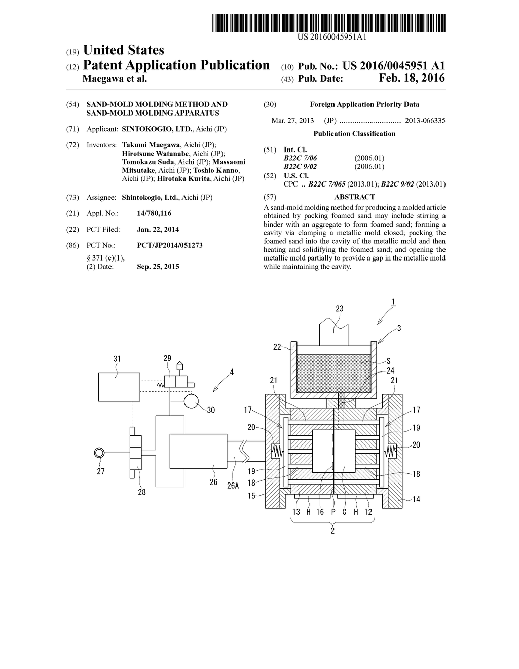 SAND-MOLD MOLDING METHOD AND SAND-MOLD MOLDING APPARATUS - diagram, schematic, and image 01