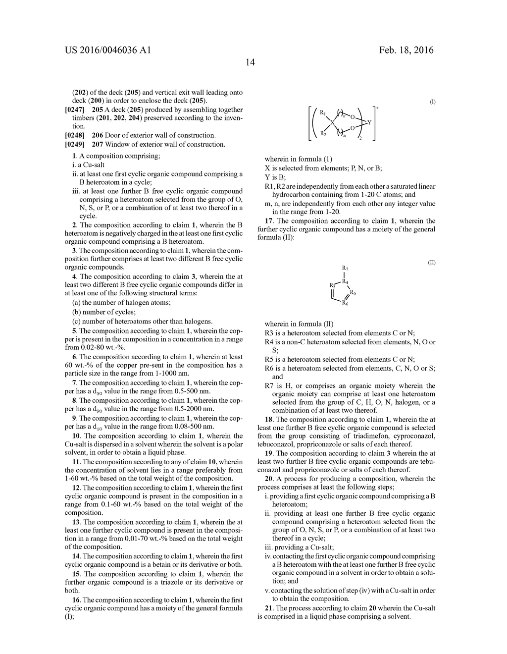 COMPOSITION OF A TIMBER FORMULATION COMPRISING Cu SALTS AND ORGANIC CYCLIC     INGREDIENTS FOR THE PRESERVATION OF TIMBER FOR DECKS - diagram, schematic, and image 19