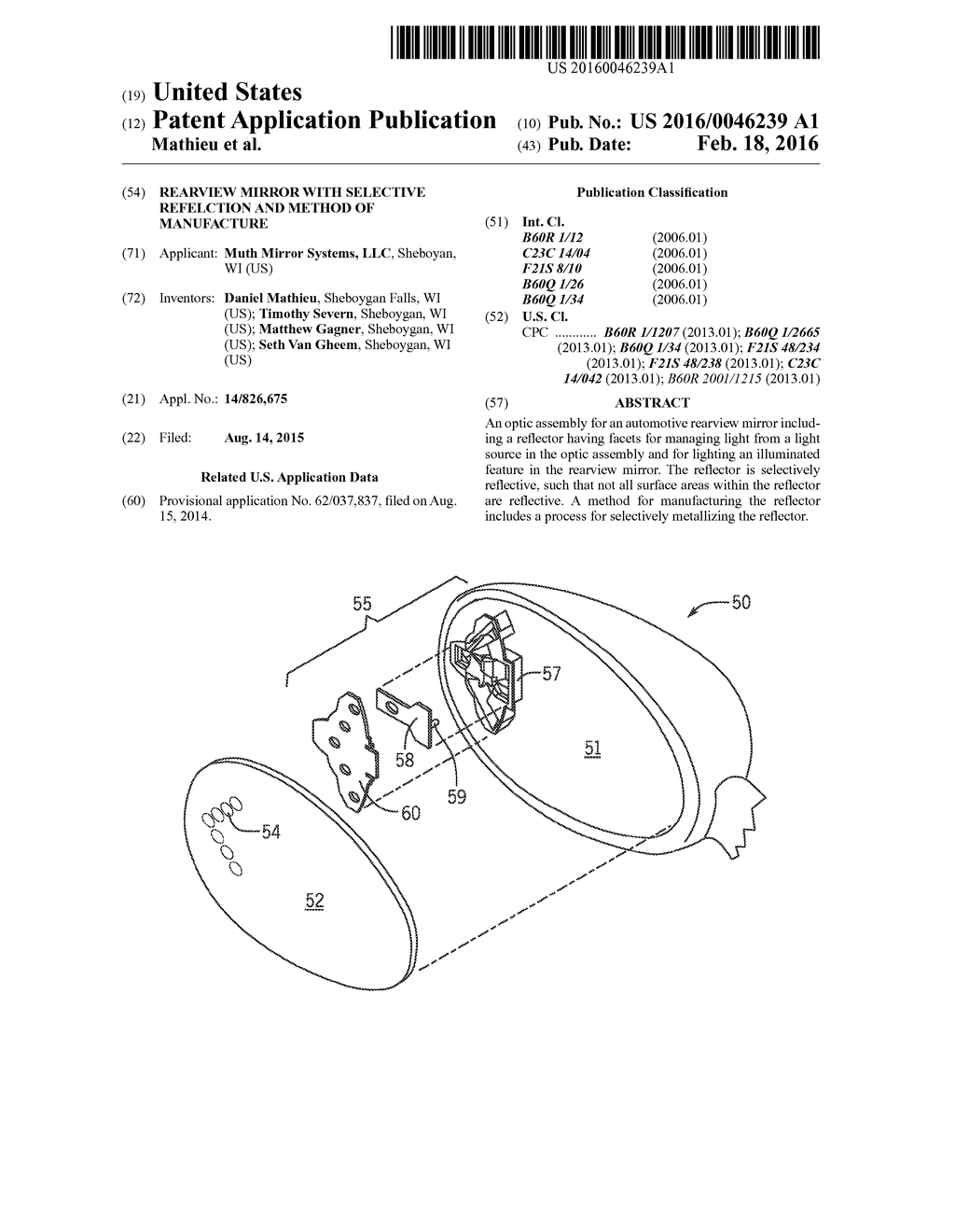 REARVIEW MIRROR WITH SELECTIVE REFELCTION AND METHOD OF MANUFACTURE - diagram, schematic, and image 01