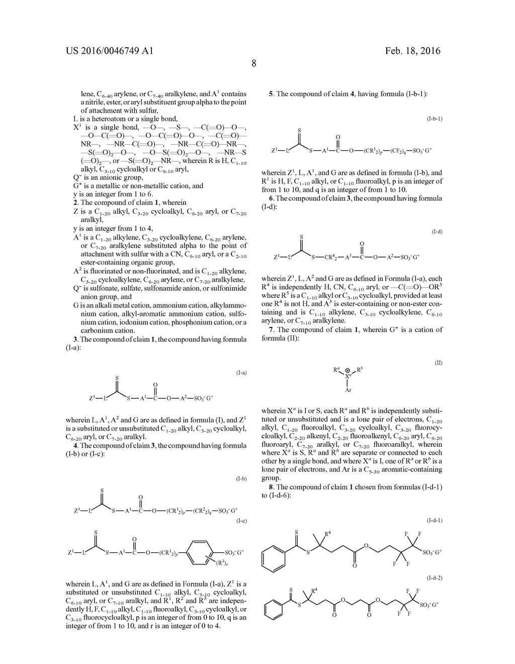 PHOTOACID GENERATOR COMPOUND, POLYMER COMPRISING END GROUPS CONTAINING THE     PHOTOACID GENERATOR COMPOUND, AND METHOD OF MAKING - diagram, schematic, and image 09