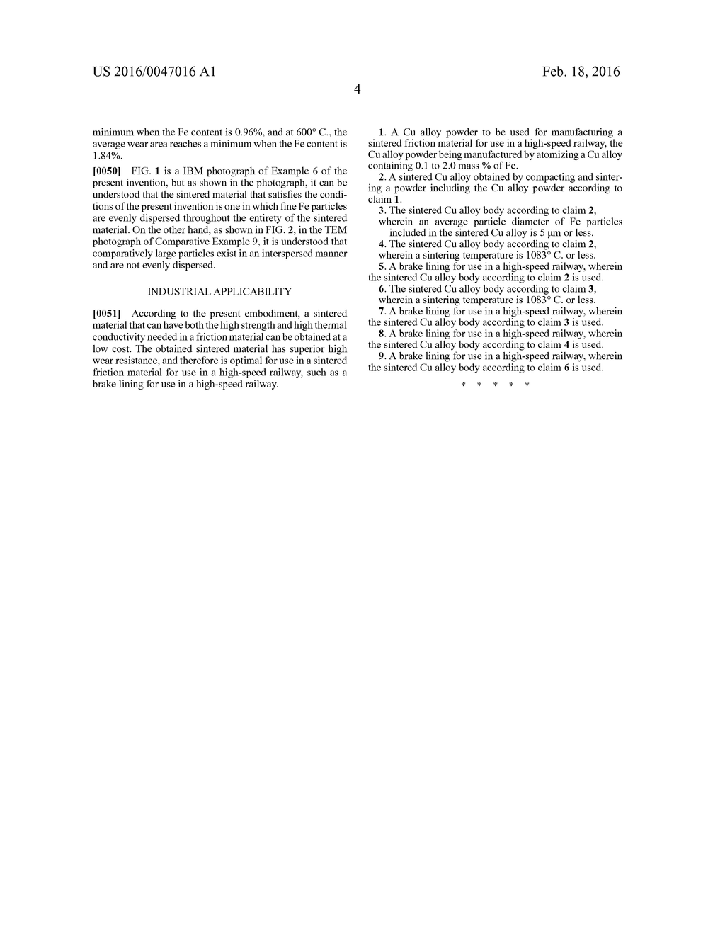 COPPER ALLOY POWDER, SINTERED COPPER ALLOY BODY, AND BRAKE LINING FOR USE     IN HIGH-SPEED RAILWAYS - diagram, schematic, and image 06