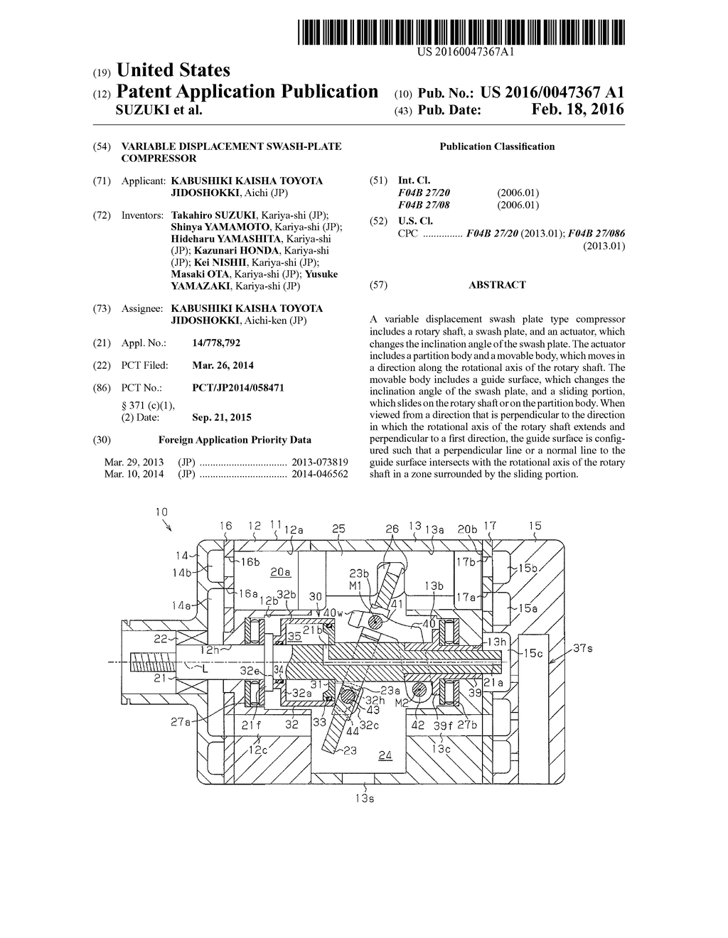 VARIABLE DISPLACEMENT SWASH-PLATE COMPRESSOR - diagram, schematic, and image 01