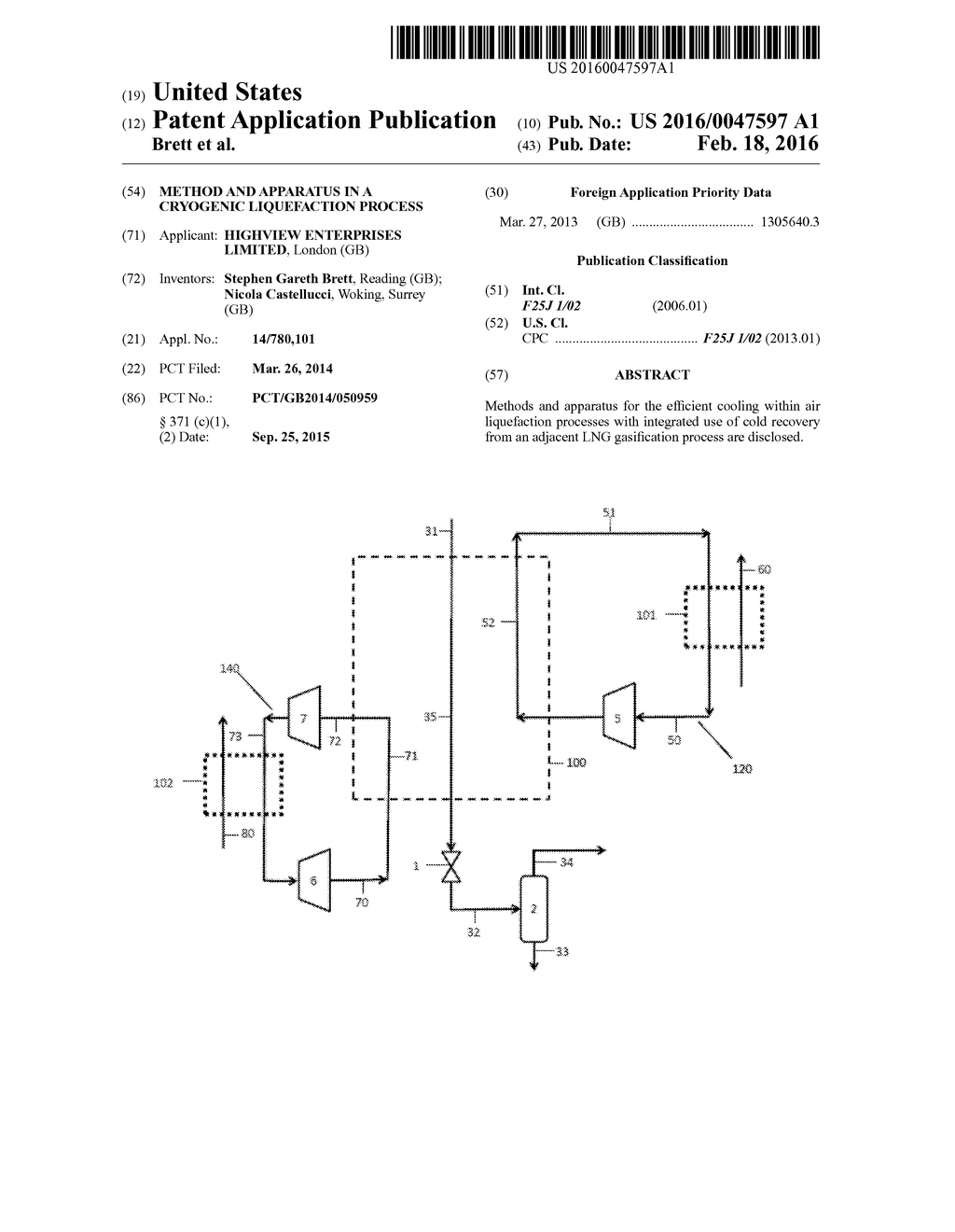 METHOD AND APPARATUS IN A CRYOGENIC LIQUEFACTION PROCESS - diagram, schematic, and image 01