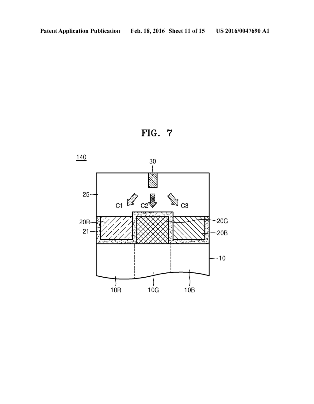 IMAGE SENSOR INCLUDING COLOR FILTER ISOLATION LAYER AND METHOD OF     MANUFACTURING THE SAME - diagram, schematic, and image 12