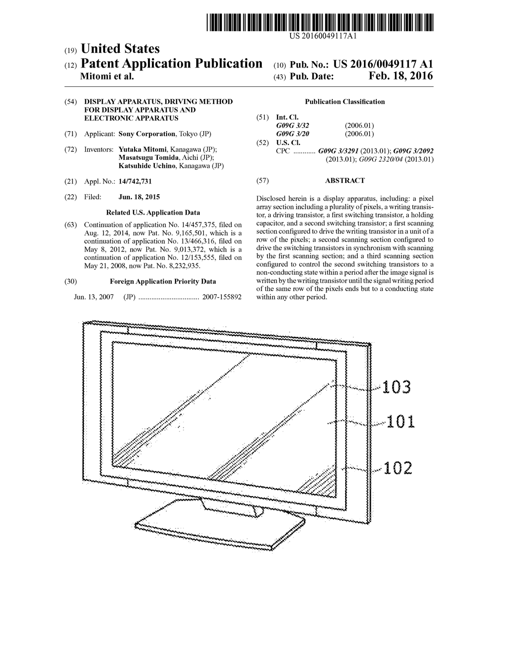 DISPLAY APPARATUS, DRIVING METHOD FOR DISPLAY APPARATUS AND ELECTRONIC     APPARATUS - diagram, schematic, and image 01