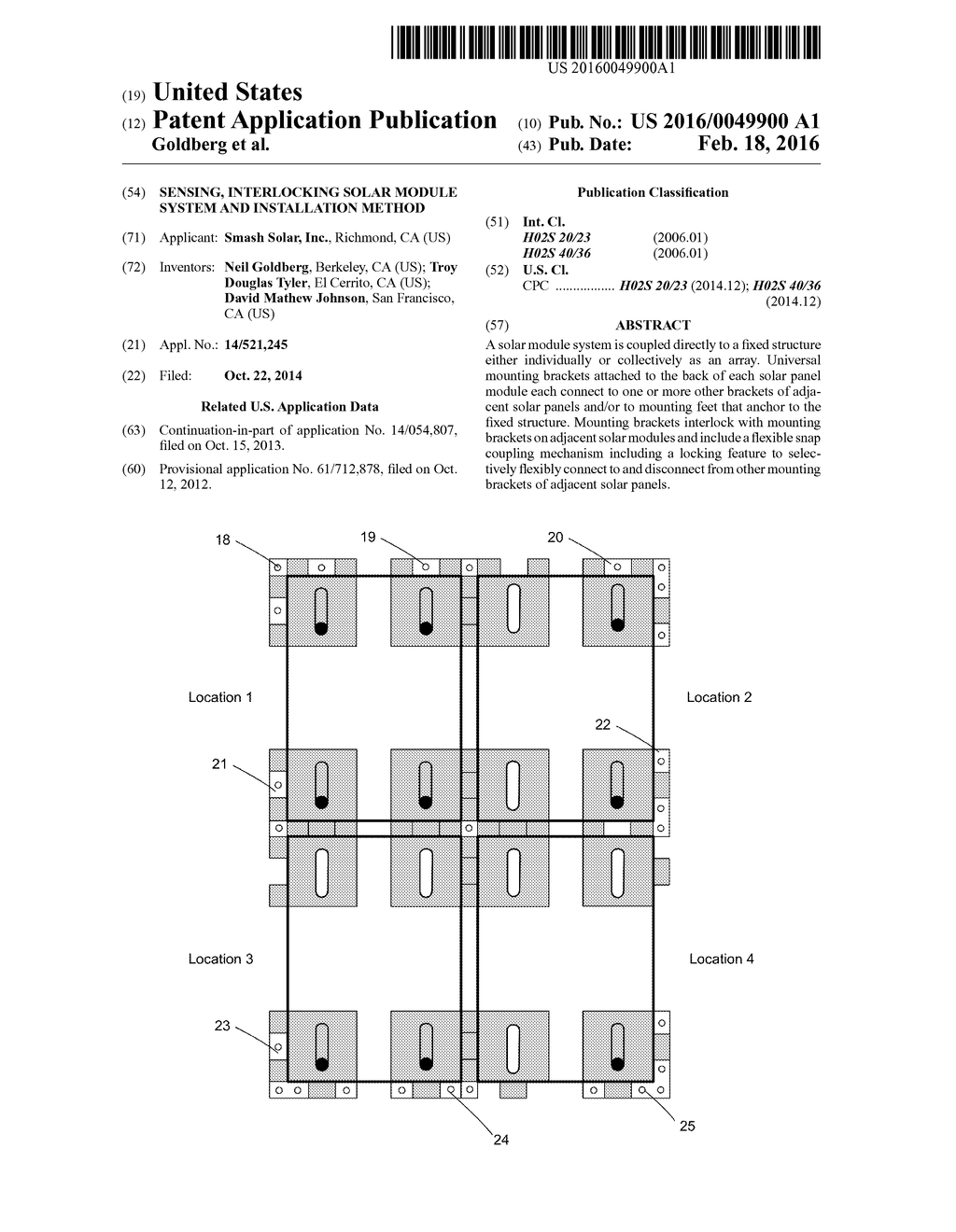 Sensing, Interlocking Solar Module System and Installation Method - diagram, schematic, and image 01