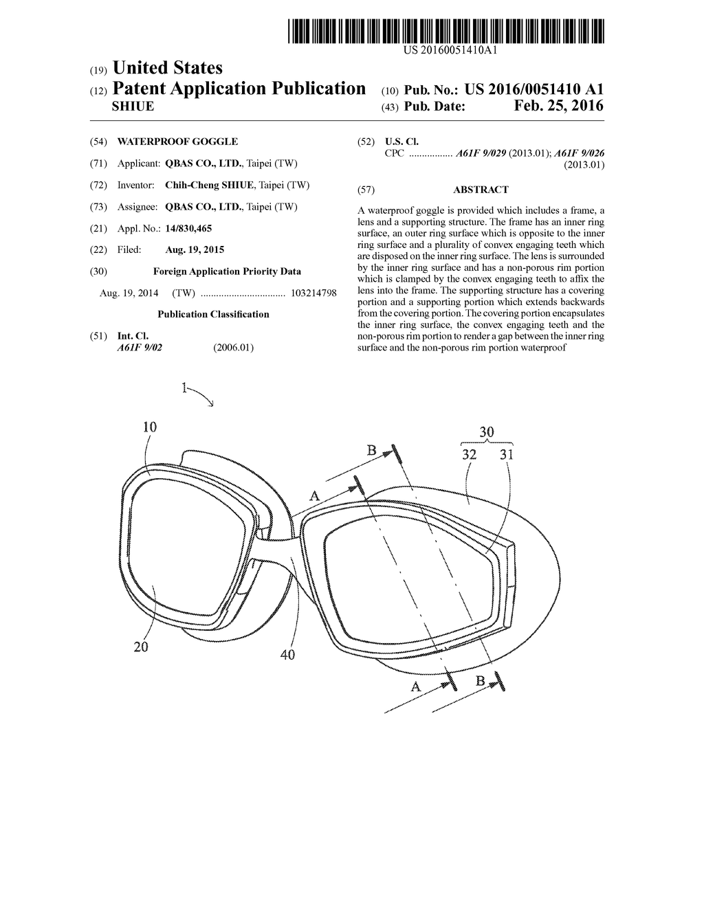 WATERPROOF GOGGLE - diagram, schematic, and image 01