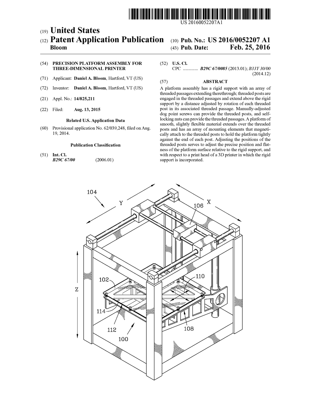 Precision Platform Assembly for Three-Dimensional Printer - diagram, schematic, and image 01