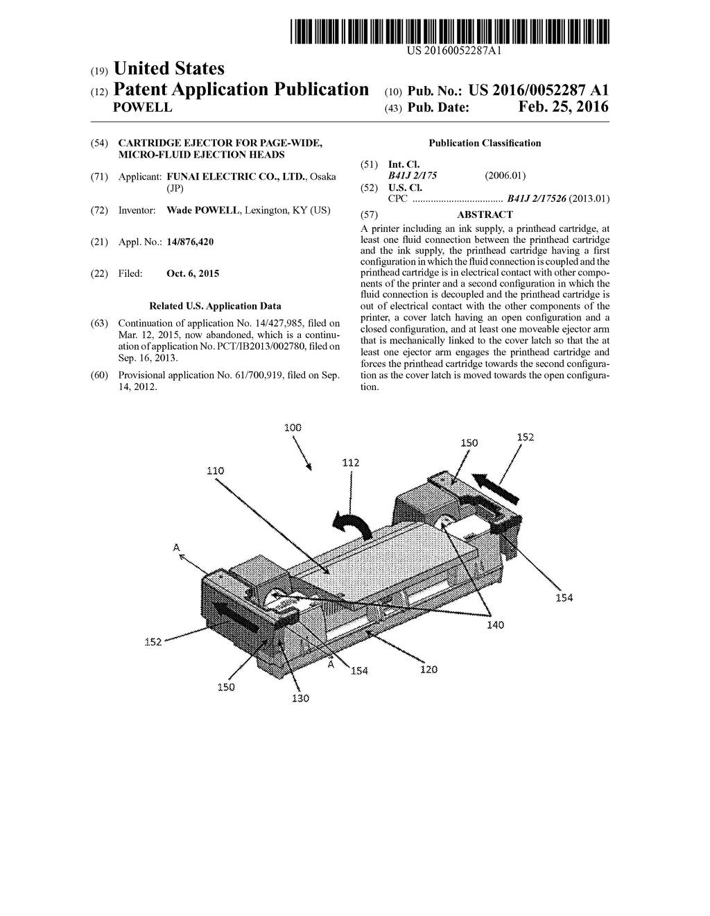 CARTRIDGE EJECTOR FOR PAGE-WIDE, MICRO-FLUID EJECTION HEADS - diagram, schematic, and image 01