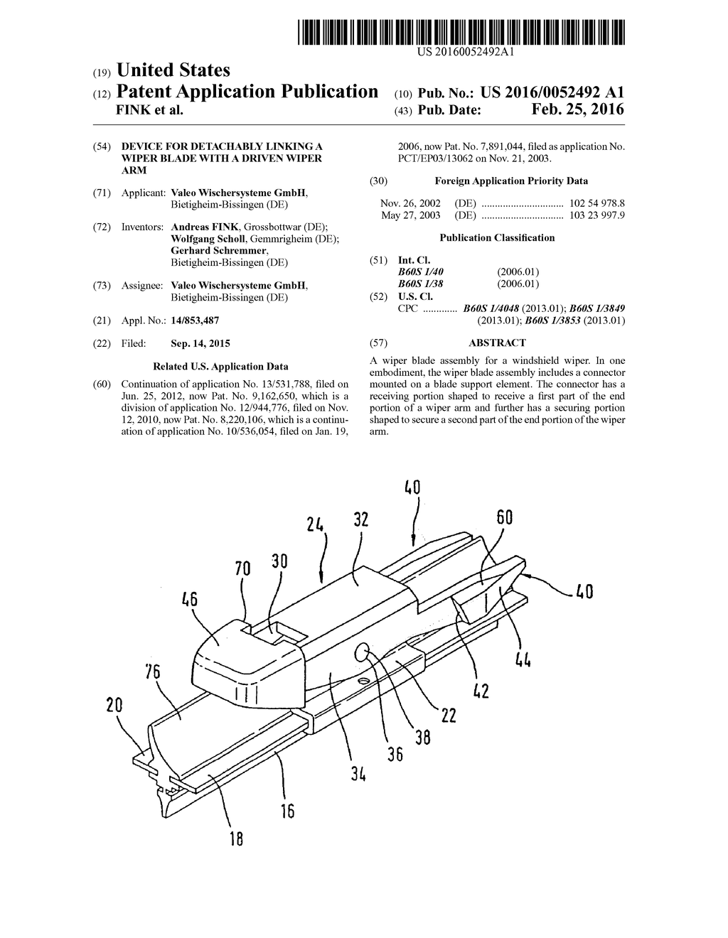 DEVICE FOR DETACHABLY LINKING A WIPER BLADE WITH A DRIVEN WIPER ARM - diagram, schematic, and image 01