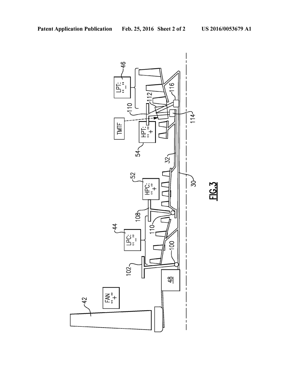 GAS TURBINE ENGINE WITH HIGH SPEED LOW PRESSURE TURBINE SECTION AND     BEARING SUPPORT FEATURES - diagram, schematic, and image 03